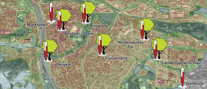 Map by klimaerlebnis.wzw.tum.de – Measuring sites in the city area